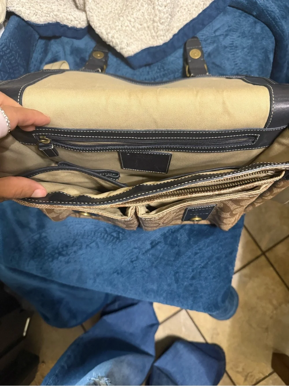 Coach Heritage Stripe Map Bag